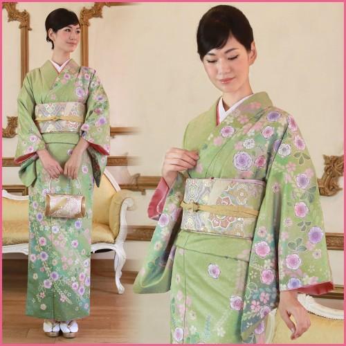 訪問着 19点フルコーディネートレンタルセット「黄緑色地にカラフルな