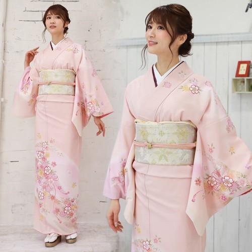 訪問着 レンタル ピンク 19点フルセットレンタル 卒業式 結婚式 入学式