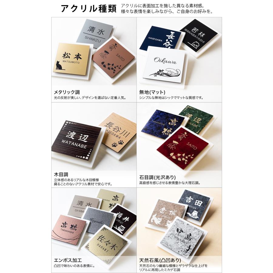 やのみ/愛着【渋カワイイ陶器】＊白背景・黒文字アクリル表札＊UV