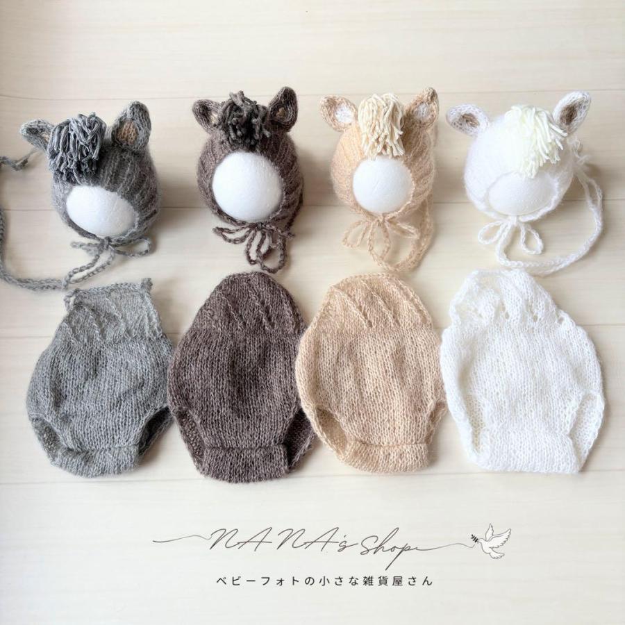 馬帽子&編み込みロンパース♪ニューボーンフォト撮影衣装 午年月齢