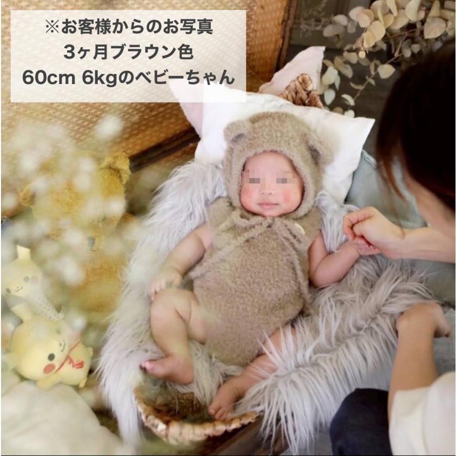 ふわふわ白♪うさぎ耳帽子とロンパース ニューボーンフォト衣装