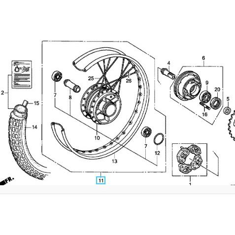 スーパーカブ [純正部品]スーパーカブ50 純正リアホイールASSY 1993