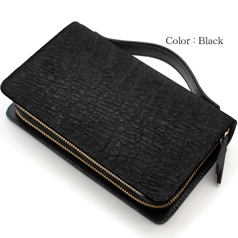 セカンドバッグ エレファント 象革 クラッチバッグ メンズ ダブル