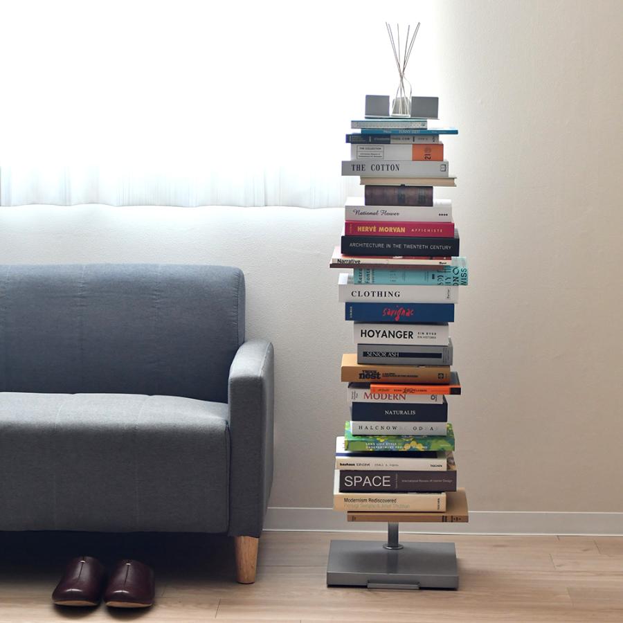 Tsum_dock ブックタワー 隠しキャスター付き ハイタイプ /8段 シルバー