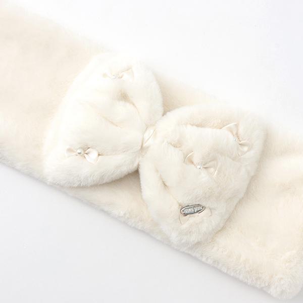 mezzo piano メゾピアノ(mezzo piano)リボン フェイクファー マフラー