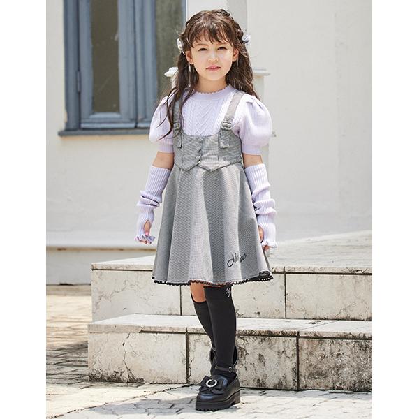 mezzo piano メゾピアノ(mezzo piano)千鳥柄ジャンパースカート【60