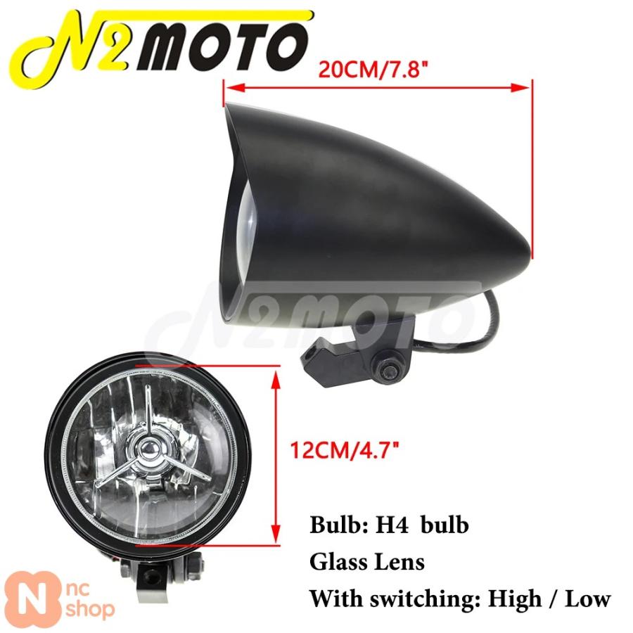 並行輸入品】 クロムメッキ仕上げバイク用4.5インチヘッドライト