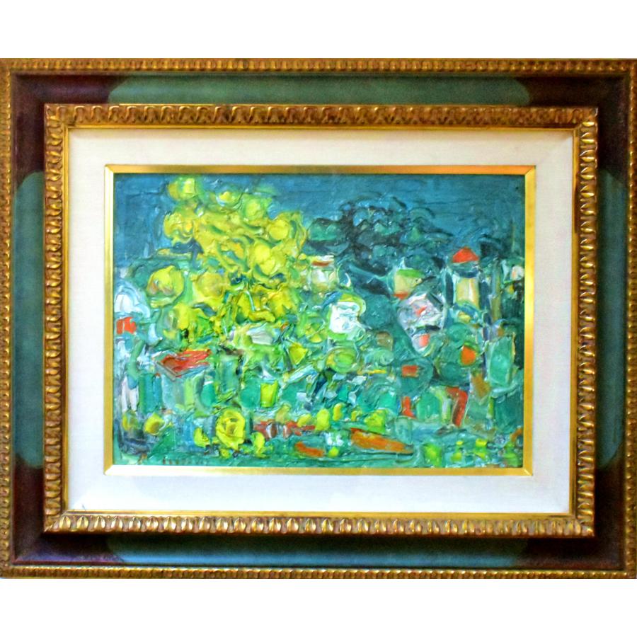 アンドレ・コタボ 「ヴァロリスの丘とミモザ」 油彩 仏P8号 真作保証