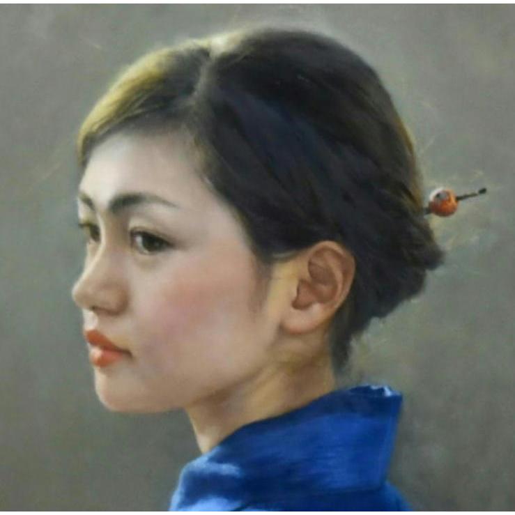 中上誠章 「夕涼」 油彩M10号 真作保証 今注目を集める人気写実画家