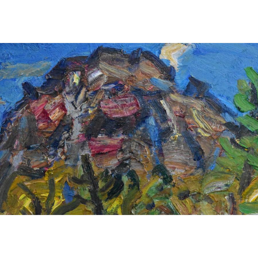 関四郎五郎 「秋の焼岳」 油彩 F8号 真作保証 豪快！爽快！躍動！の