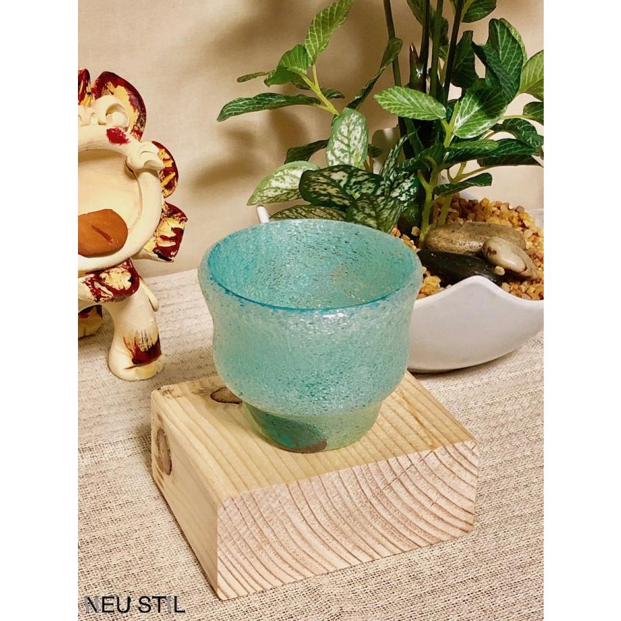 琉球ガラス ぐい呑み 稲嶺盛吉 おちょこ 泡ガラス 母の日 父の日