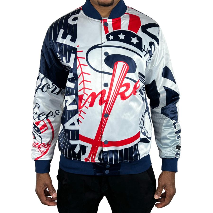ニューヨーク ヤンキース サテン ジャケット スタジャン YANKEES NY