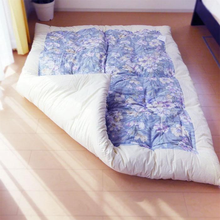 日本製 綿掛け布団 シングル 和布団 職人手づくり 綿サテン生地使用 和