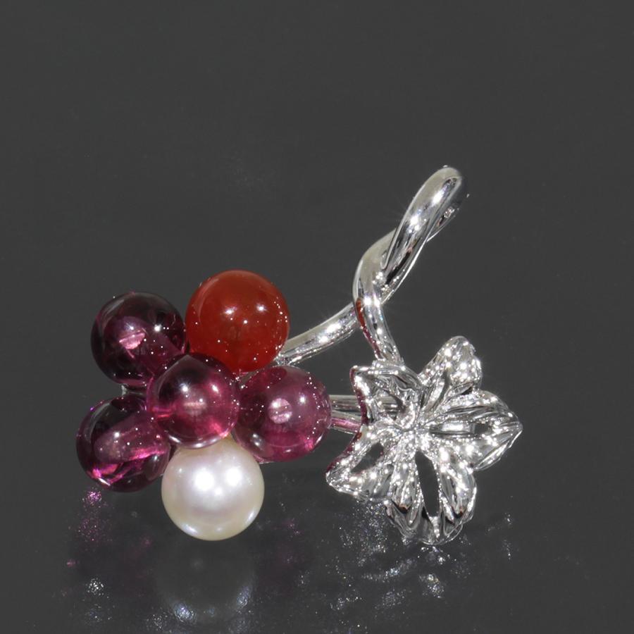 MIKIMOTO（ミキモト） パール ブローチ＆トップ カーネリアン K18WG×SV