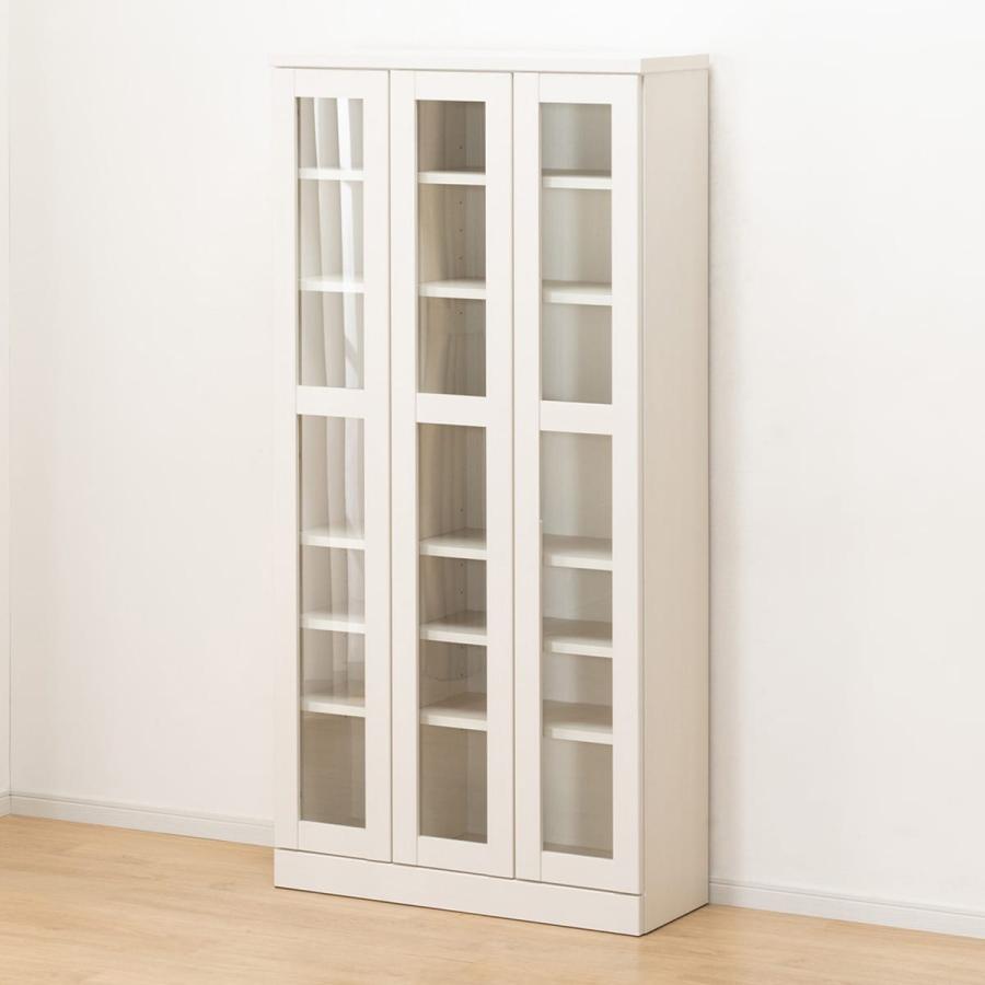 ニトリ（NITORI） ガラス扉 本棚(カット I 90 WW) 書棚 ラック