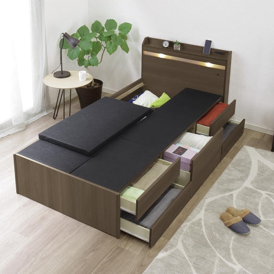 ニトリ（NITORI） シングル 豊富な収納力のチェストベッド (ダーク