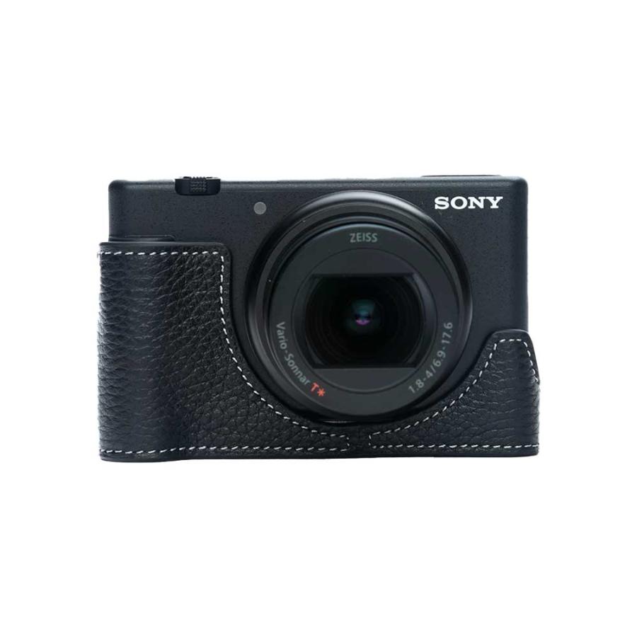 α（ソニー） SONY VLOGCAM ZV-1M2 ZV-1F 専用 レザー ケース Black TP