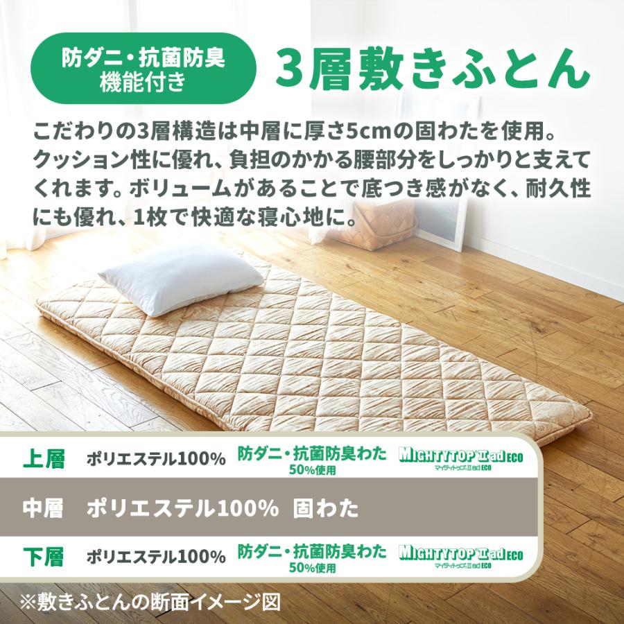 西川（nishikawa） 敷布団 シングル 防ダニ 抗菌防臭 3層 敷き布団