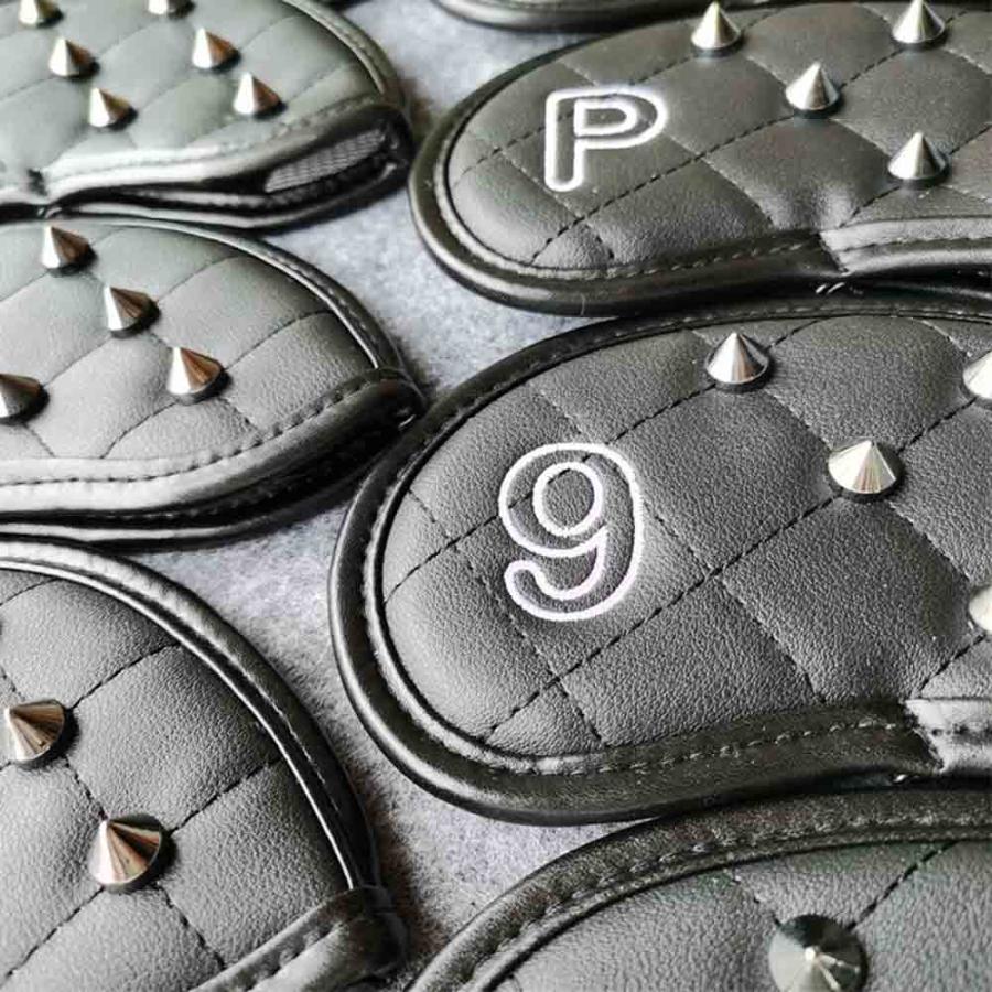 即納 ゴルフ ヘッドカバー スタッズ アイアン 9点セット 全2色 カバー