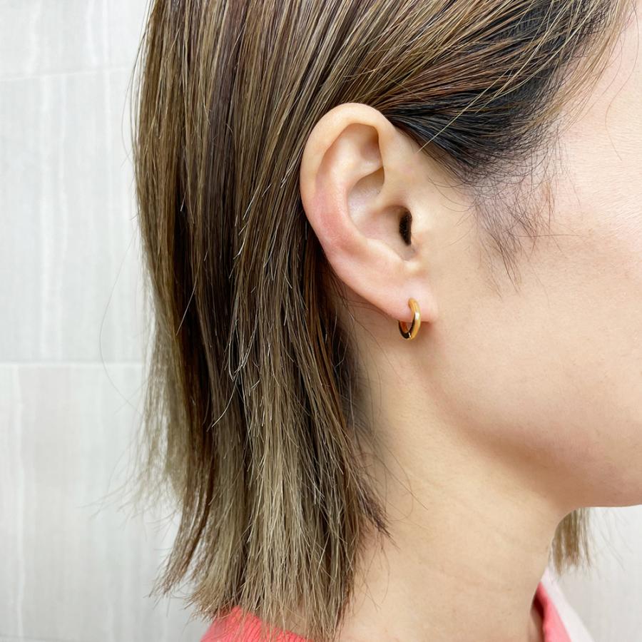 K18 YG 中折れフープピアス 2×12mm イエローゴールド 1セット 18金