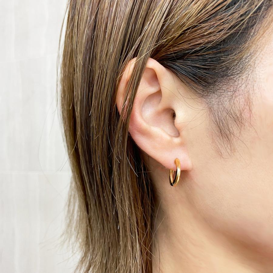 K18 YG 中折れフープピアス 2×15mm イエローゴールド 1セット 18金