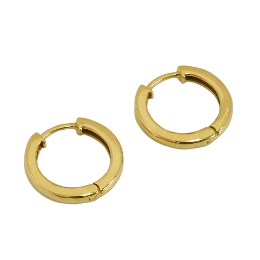 K18 YG シングル中折れフープピアス 2×15mm イエローゴールド 1個 18金