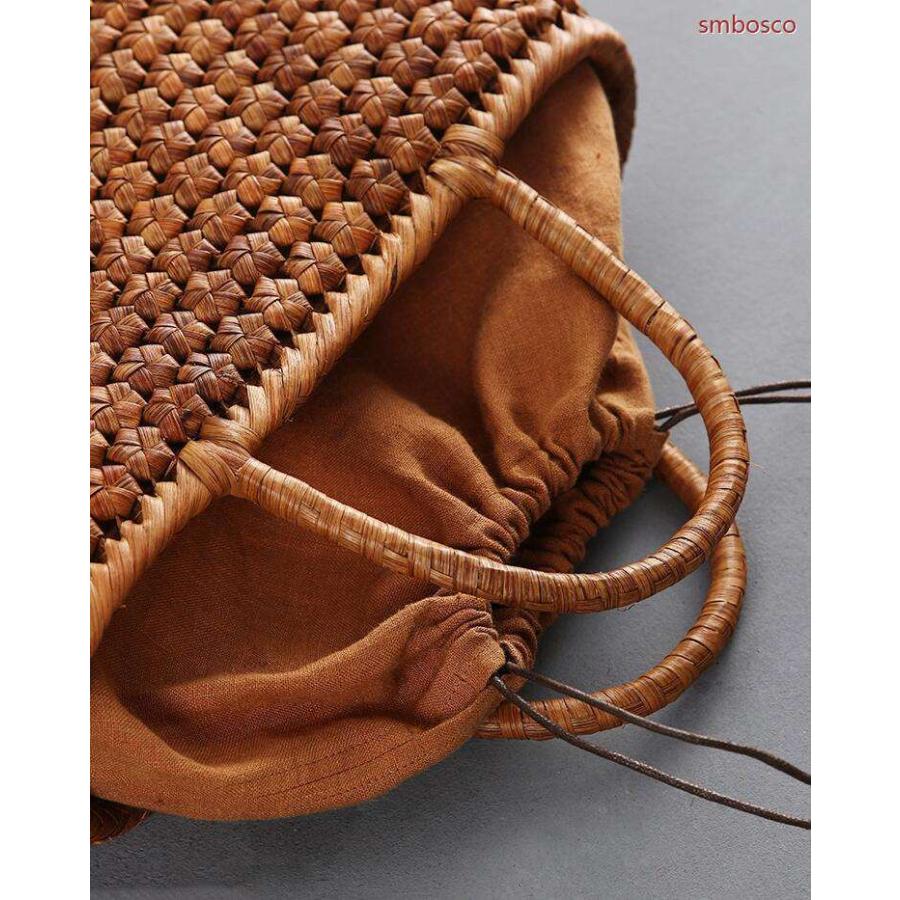 六角花編み 山葡萄かごバッグ 内布付き 山ぶどう 職人手作り 高級 籠