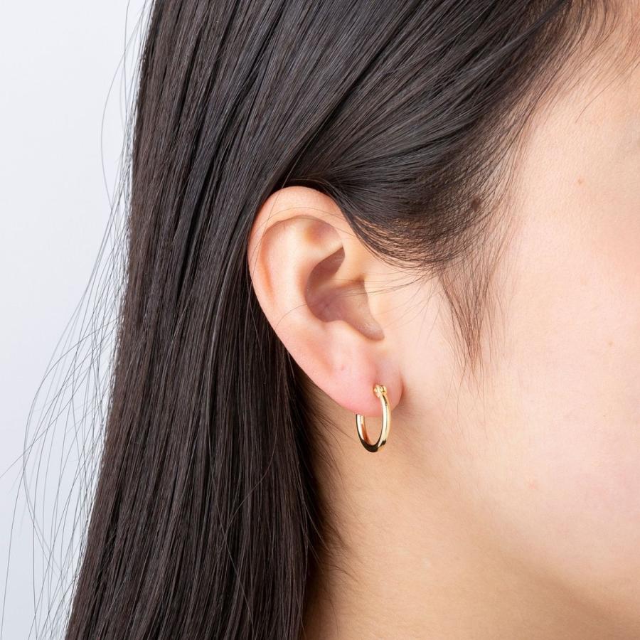 ポストのみ18金 フープピアス メンズ レディース 2mm×15mm K18 18K K18