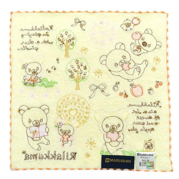 リラックマ ミニタオルハンカチ ハンドタオル 3枚 セット 刺繍入り