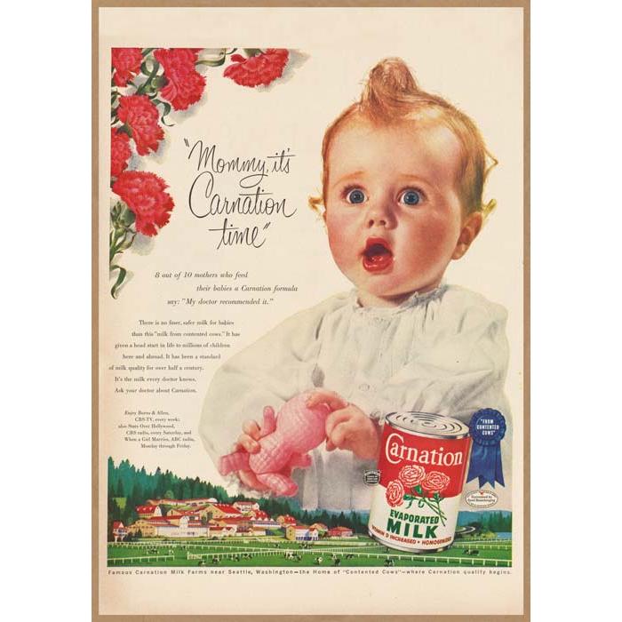 Carnation エバミルク レトロミニポスター B5サイズ 複製広告