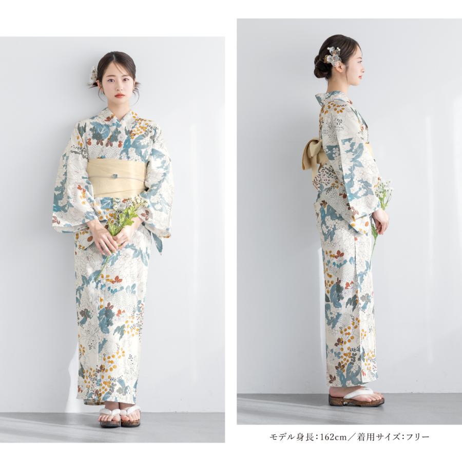 浴衣 レディース 浴衣セット 夏 大人 F 半幅帯 floro 白 水色 クリーム