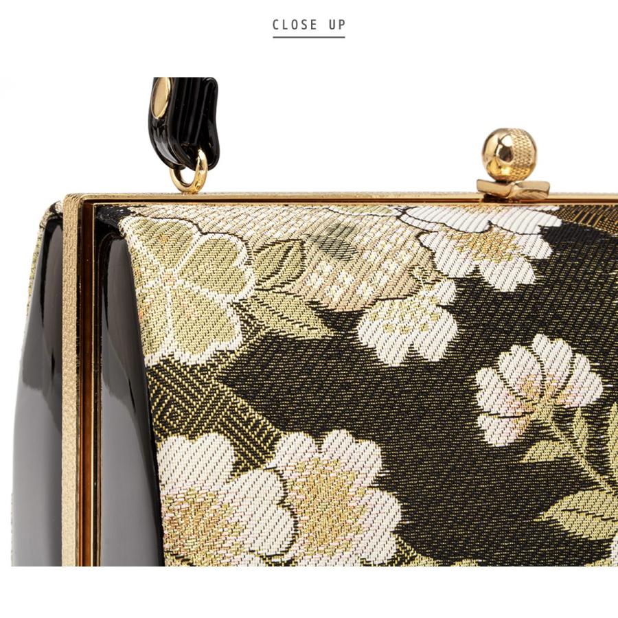 新品】草履バッグセット フリーサイズ 古典柄 帯地 黒&ゴールド 01895