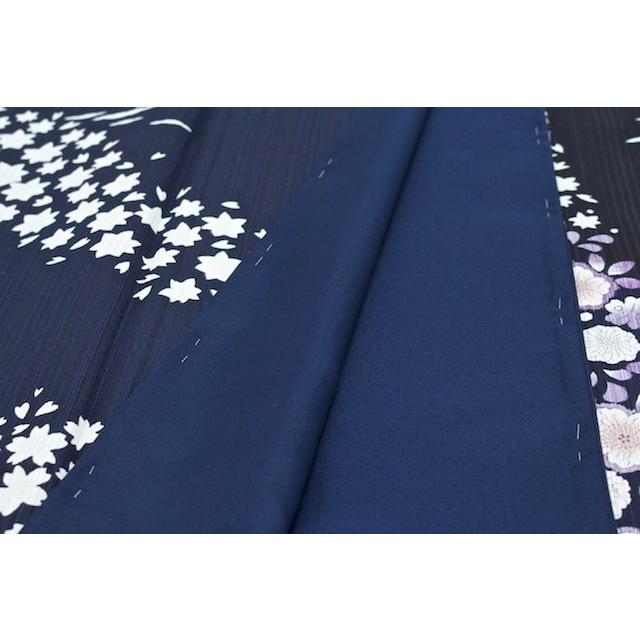 訪問着 袷 紺 藍色 絵羽文様 絵羽柄 辻が花 辻ヶ花 沙羅双樹 夏椿 藤