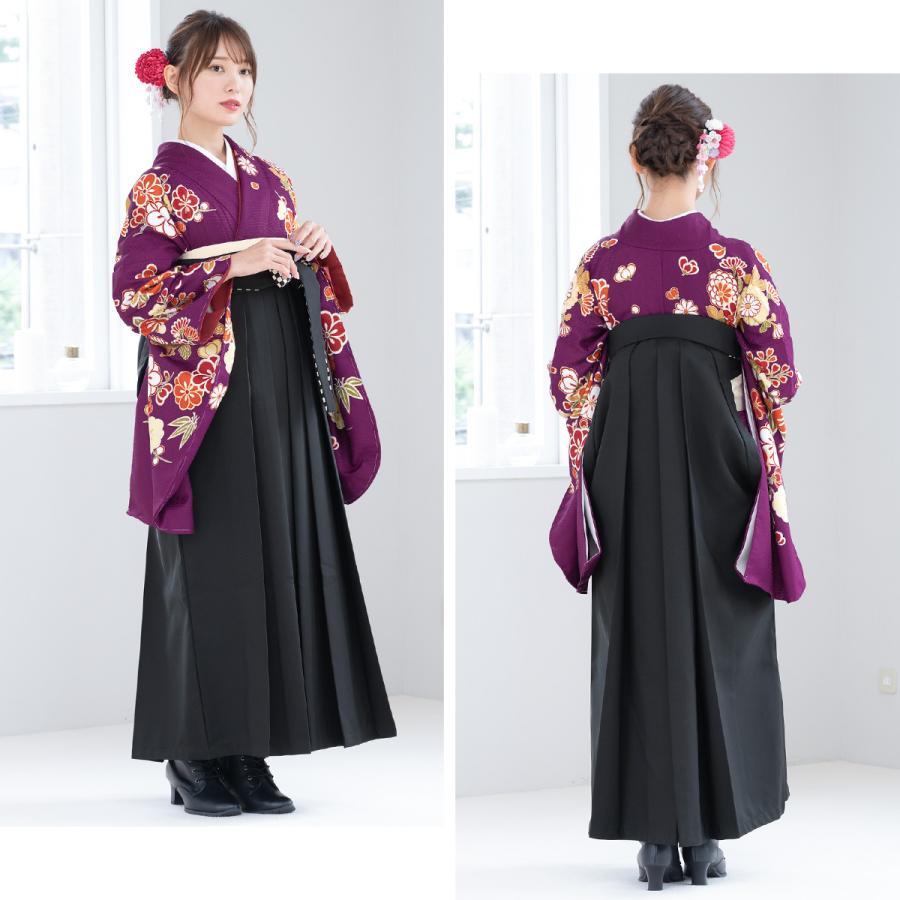 SOUBIEN（創美苑） レンタル 卒業式 袴 女性 袴セット 紫 黒 菊 橘 椿