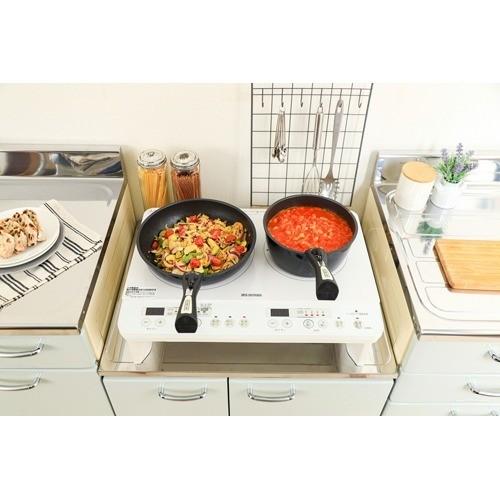 アイリスオーヤマ 2口IHコンロ 脚付 ホワイト IHK-W12S-W ( 1台