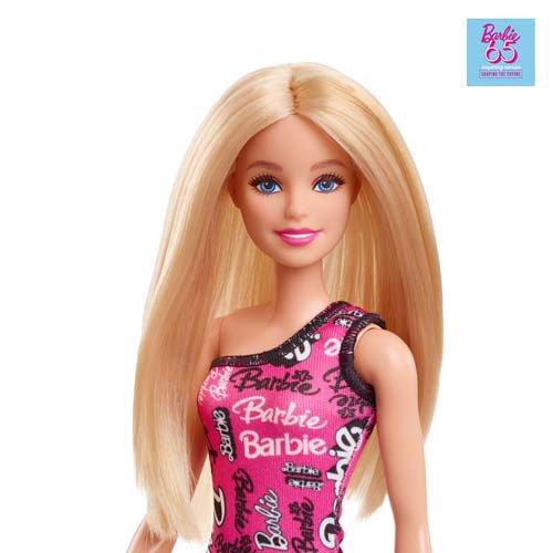 バービー65 はじめてのバービー ピンクのロゴドレス 着せ替え人形 本体