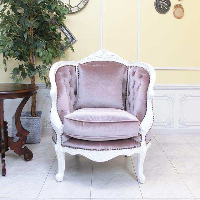 ロココ調シングルソファ 一人掛け アンティークソファー フレンチ 猫脚