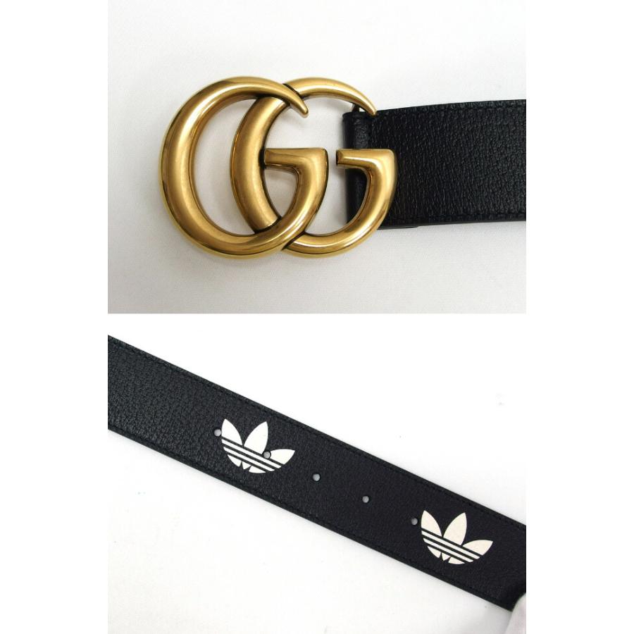 グッチxアディダス コラボ GGマーモント トレフォイルロゴ ベルト 黒