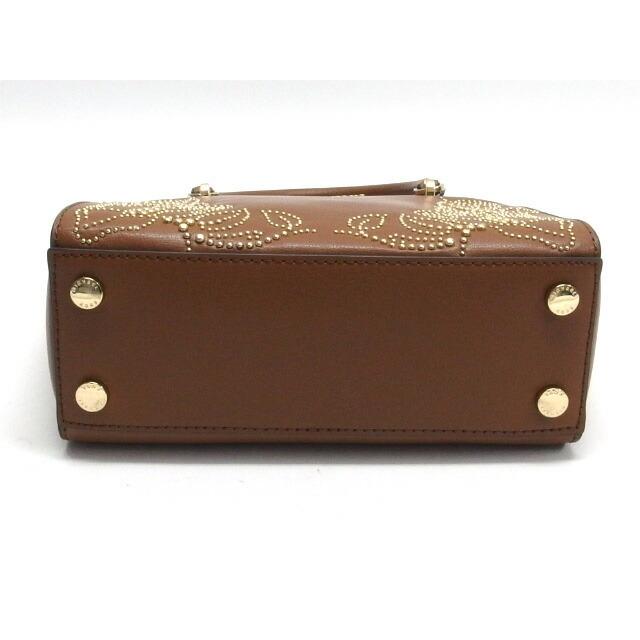 マイケルコース スタッズ フラワーモチーフ ハンドバッグ 茶[20201016