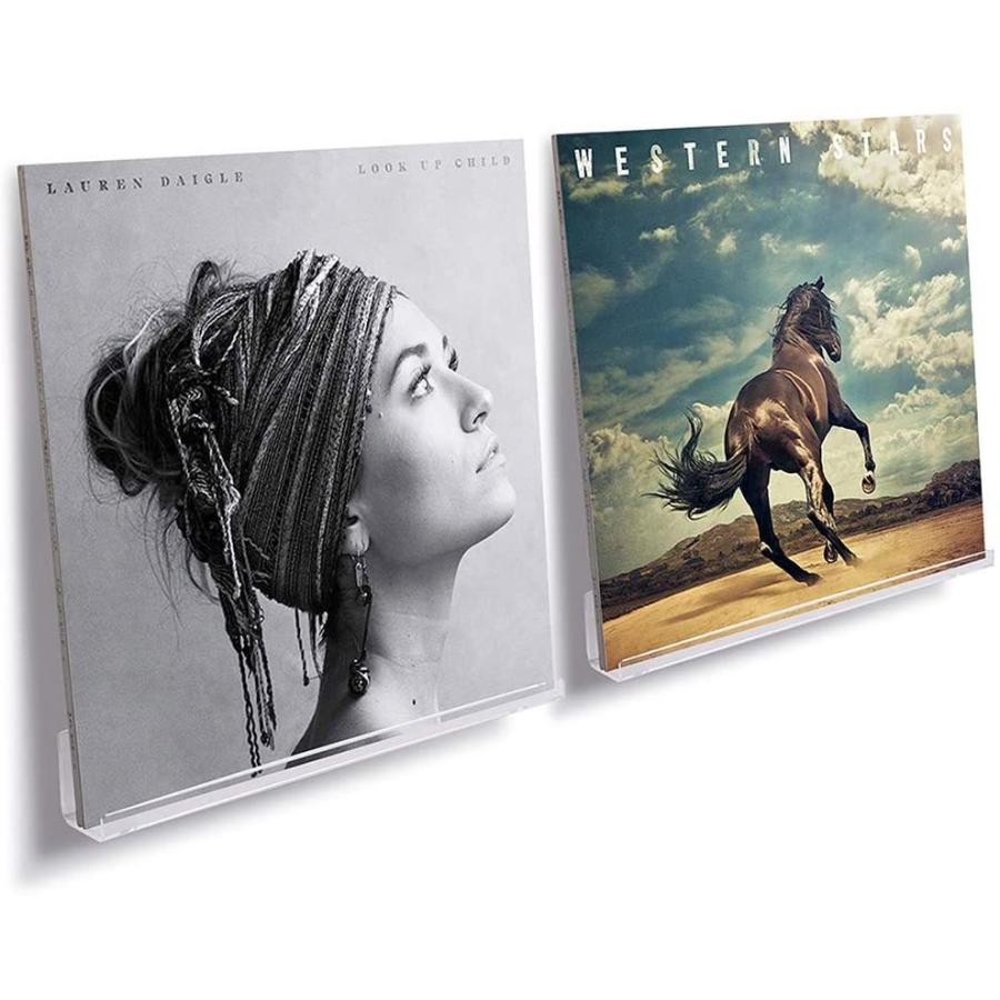 NIUBEE 透明 レコードラック アクリル製 レコード壁掛け棚 「2個セット