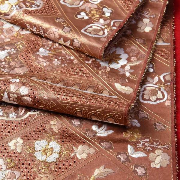 袋帯 綿芯お仕立て付き 中国三大刺繍 蘇州刺繍 相良刺繍 汕頭刺繍 セミ