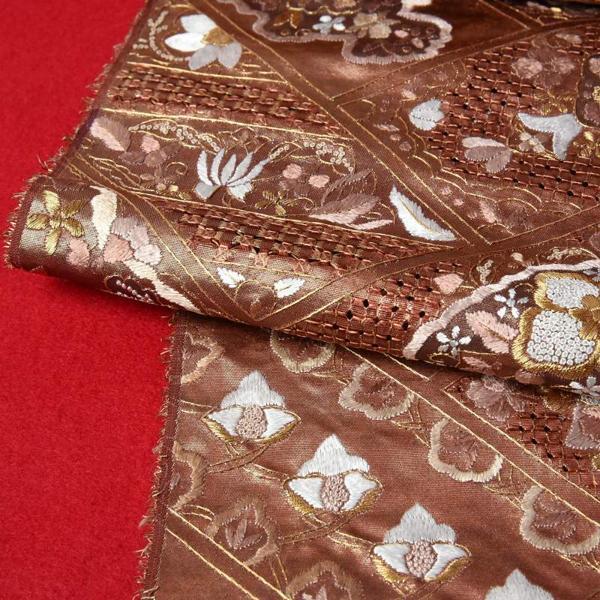 袋帯 綿芯お仕立て付き 中国三大刺繍 蘇州刺繍 相良刺繍 汕頭刺繍 セミ