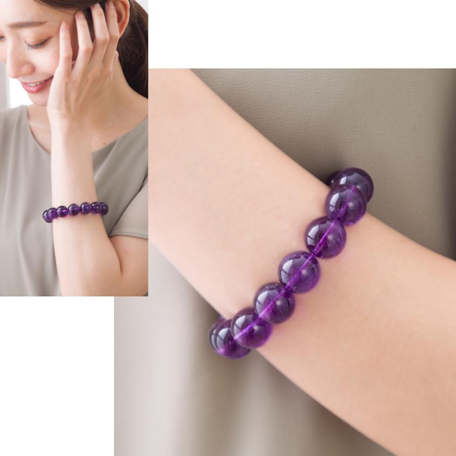 AAA アメジスト ブレスレット 14mm パワーストーン メンズ レディース