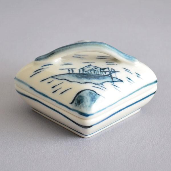 香合 茶道具 西尾瑞豊 作 染付隅田川香合 : 茶道具専門店 (有)菊池商店