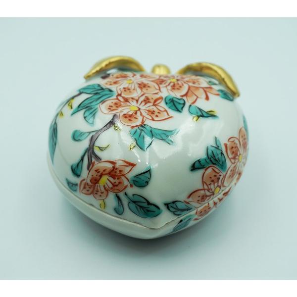 茶道具 香合 香合 色絵 桃 高野昭阿弥 木箱 : 新古茶道具 さかい