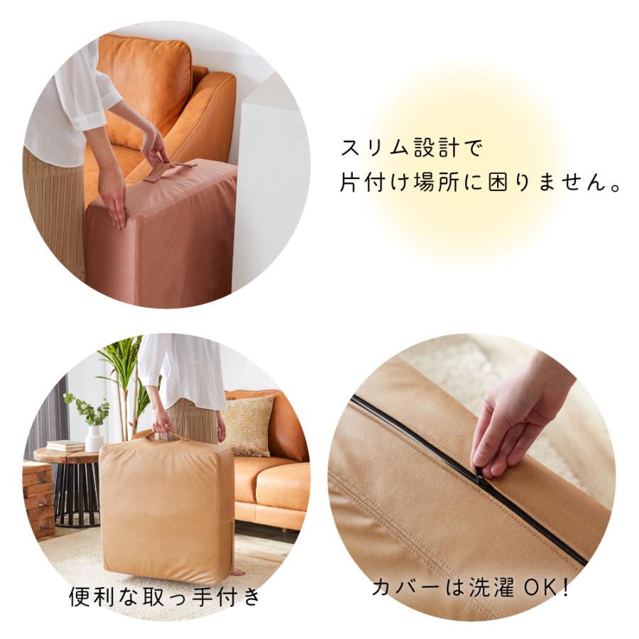 トランポリン クッション 58×58cm ポケットコイル レザーファブリック