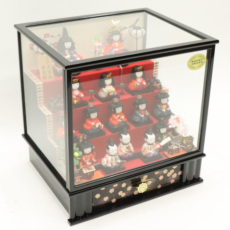 アウトレット品 雛人形 十五人揃い ケース飾り 江戸木目込み雛 紅白梅