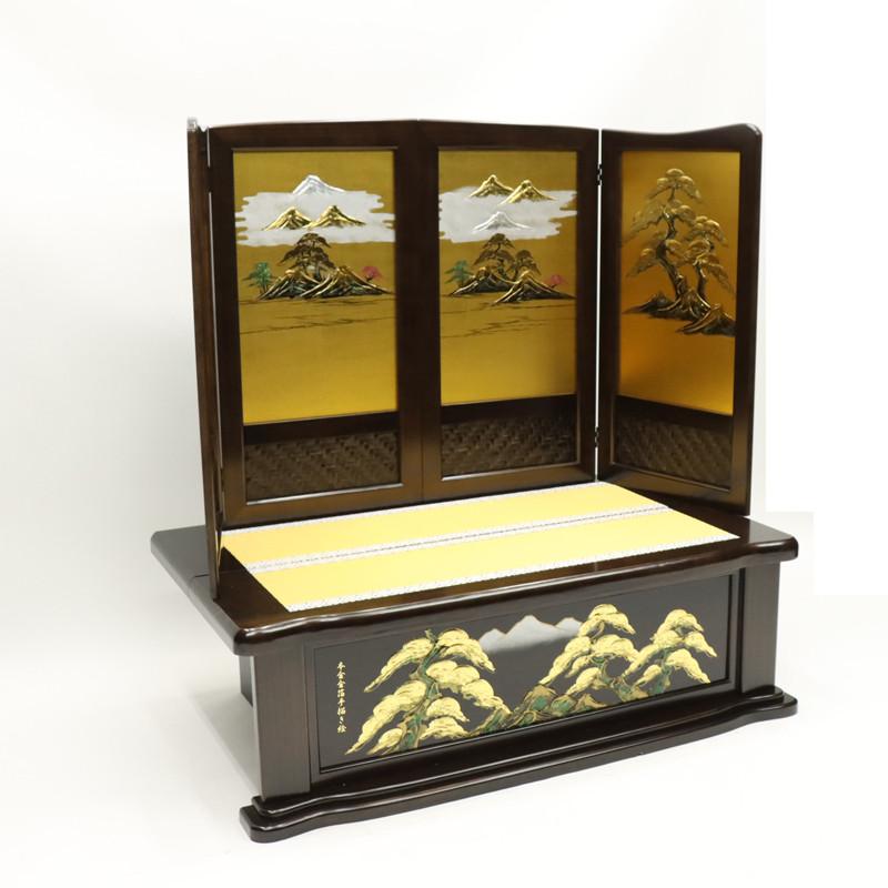 アウトレット品 五月人形 台屏風セット 35号*50/25号4曲*50 山水松 本