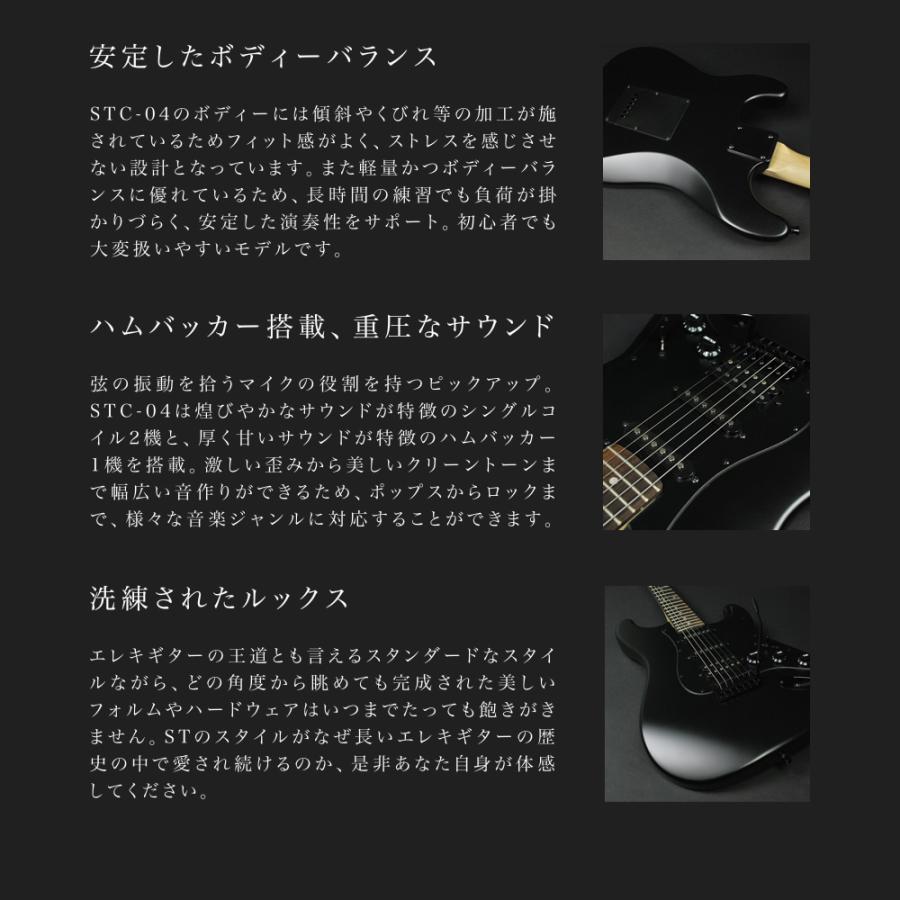 SELDER エレキギター ブラックマット仕様 STC-04 単品〔ソフトケース