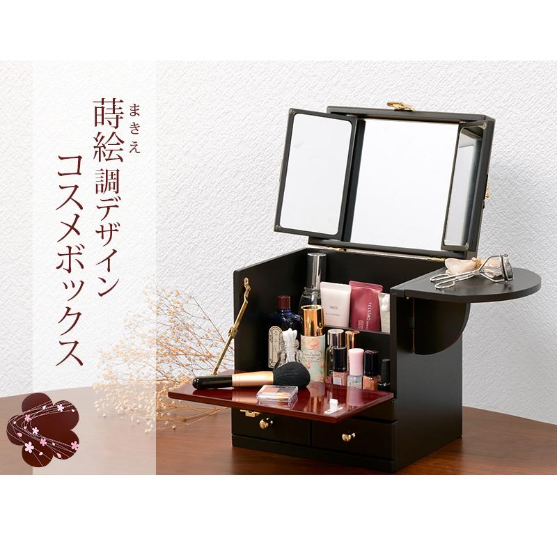 コスメボックス コスメbox 三面鏡 桜模様 メイクボックス 和風